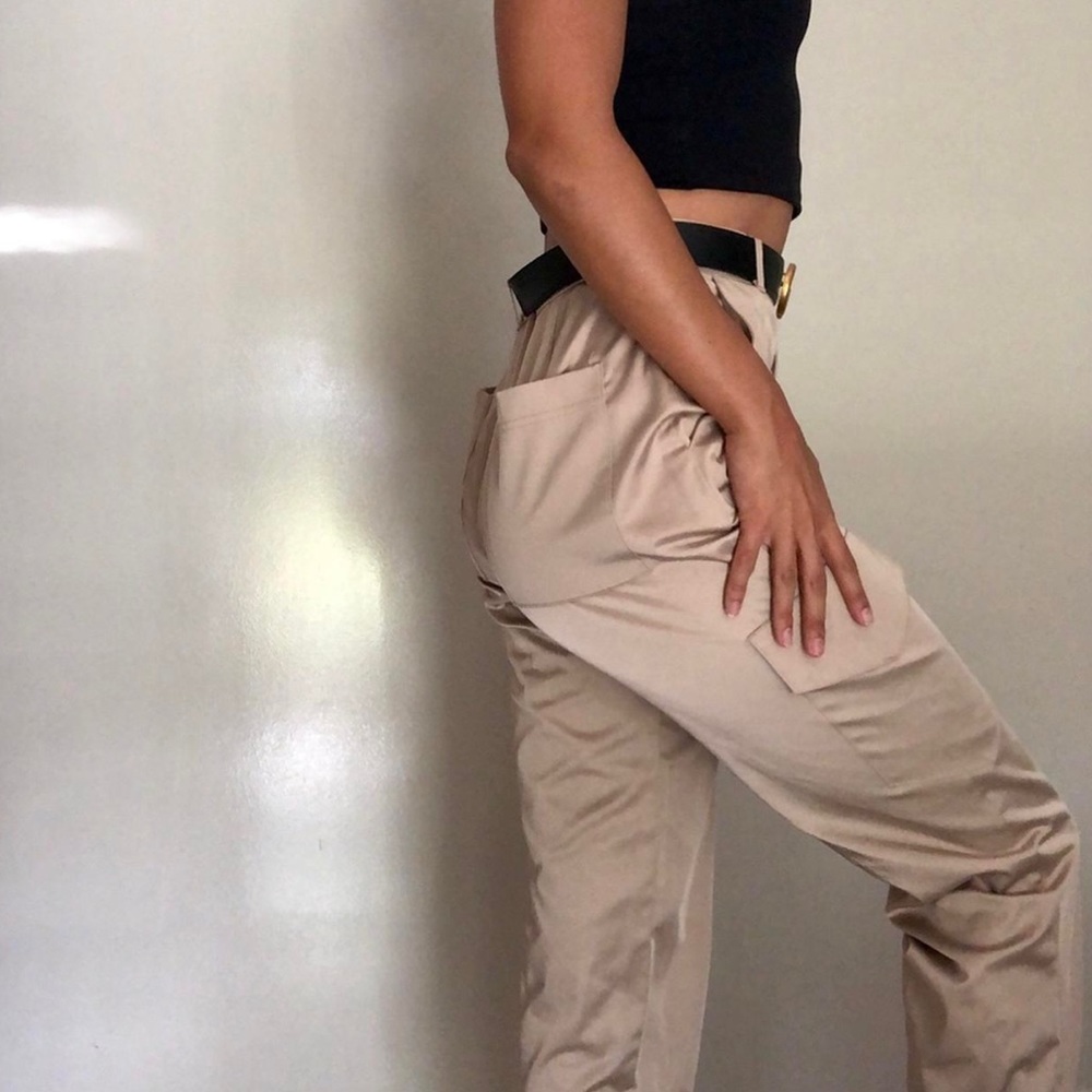 Zara nude satin cargo pants - Picture 3 of 5